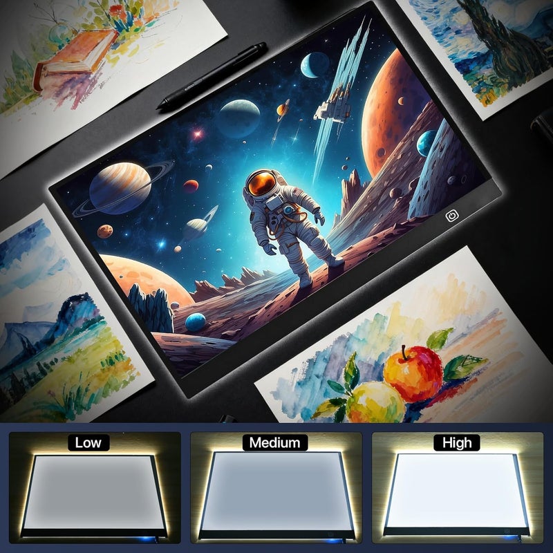 WELLFAR A3 LED Light Box for Tracing and Drawing - Ultra Thin Adjustable Light Table, USB Trace Light UP Pad Screen, Small Copy Board Tracer for Kids Artists, Sketching, Stenciling, and Art Crafting. - Image 4
